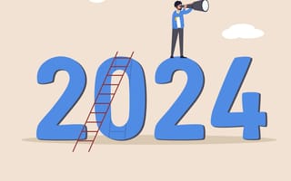 An illustration of a person looking toward 2024